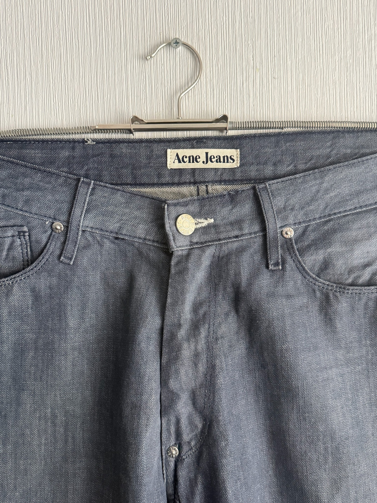 Acne Jeans Dark Indigo Cotton Polyester Straight Leg Mens Jeans