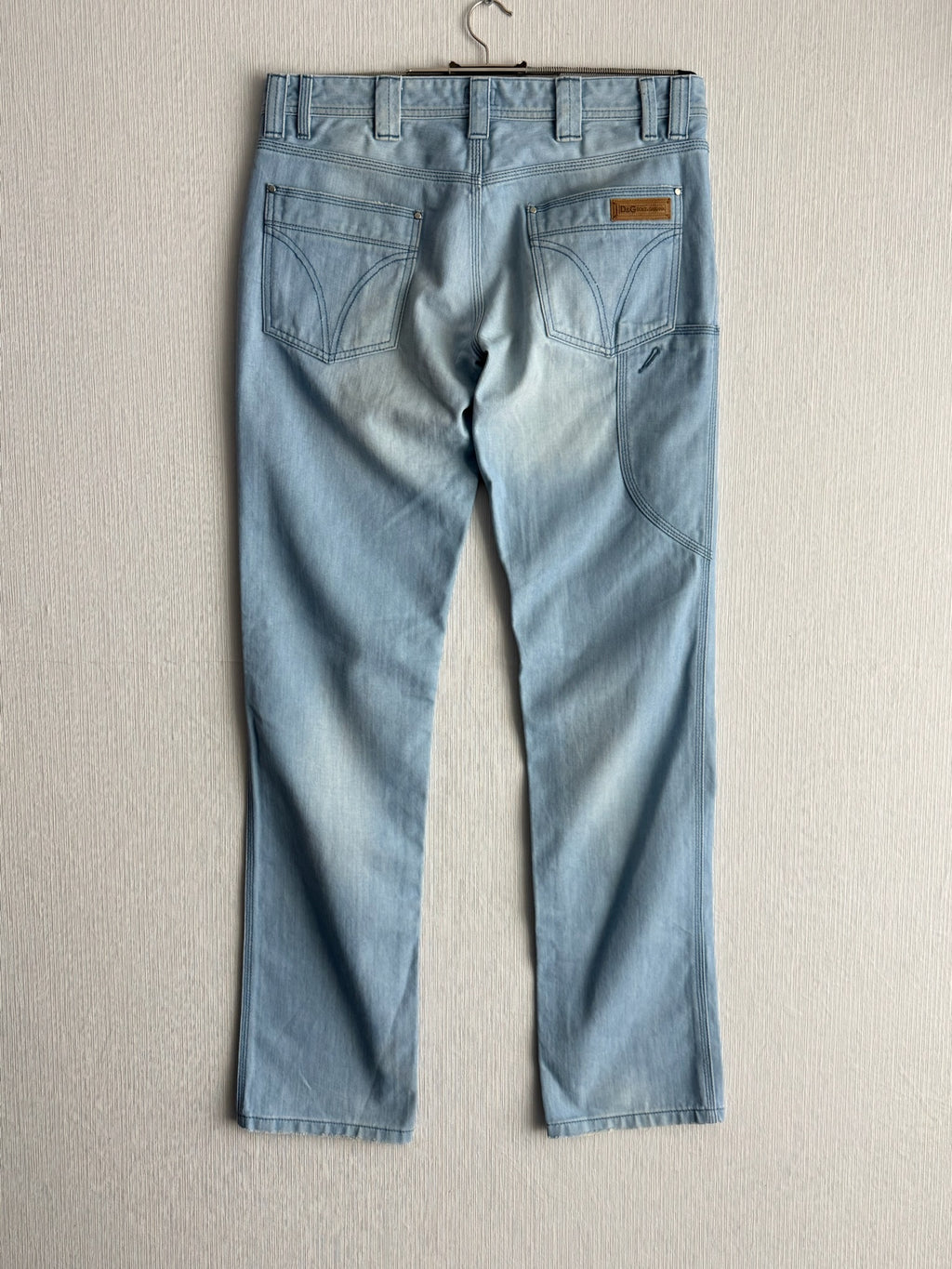 Dolce & Gabbana D&G 2000s Light Blue Washed Cotton Carpenter Mens Jeans