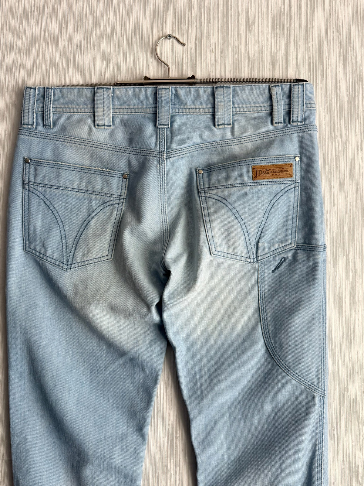 Dolce & Gabbana D&G 2000s Light Blue Washed Cotton Carpenter Mens Jeans