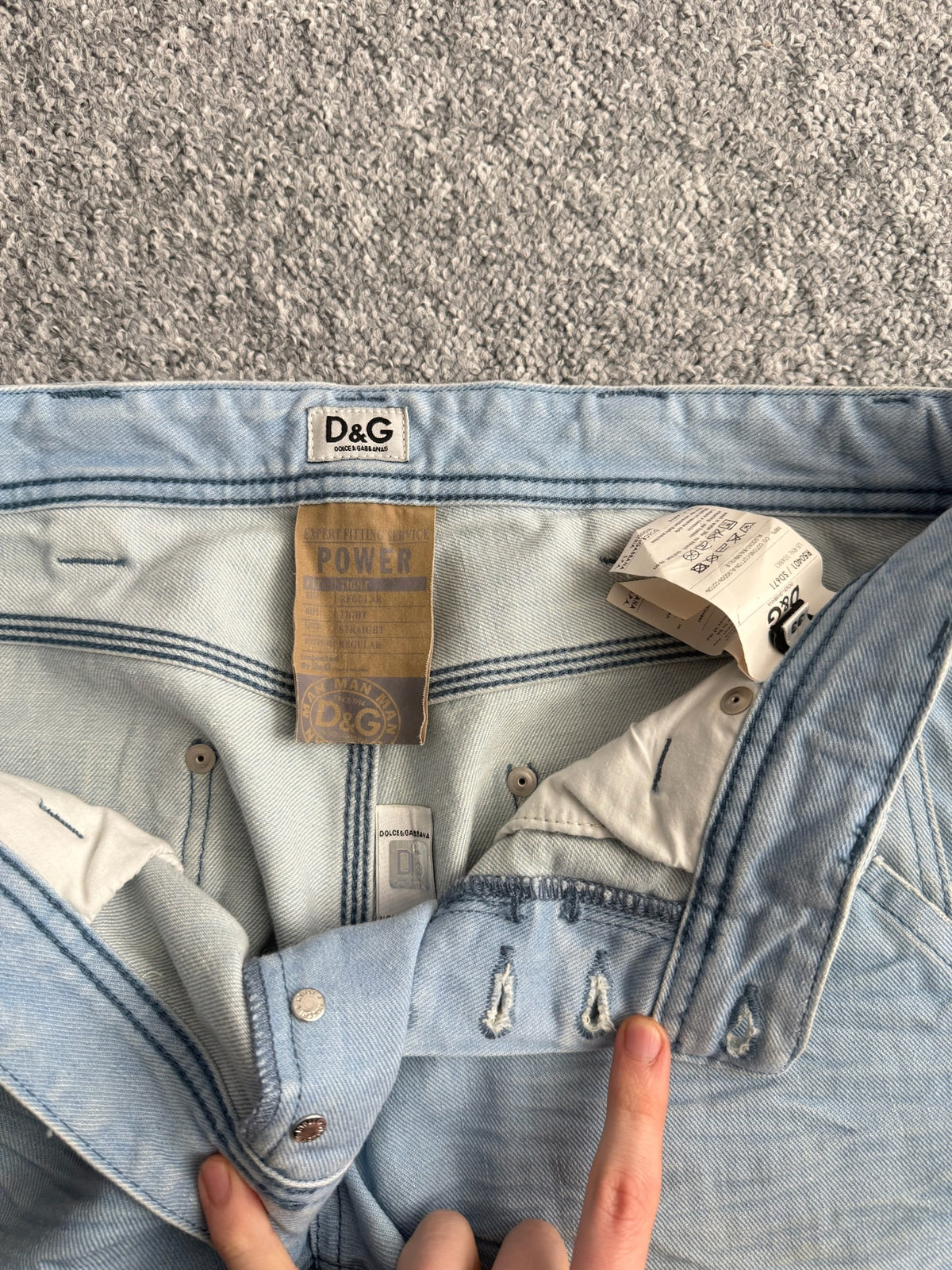 Dolce & Gabbana D&G 2000s Light Blue Washed Cotton Carpenter Mens Jeans