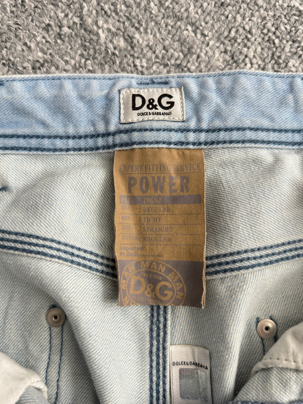 Dolce & Gabbana D&G 2000s Light Blue Washed Cotton Carpenter Mens Jeans