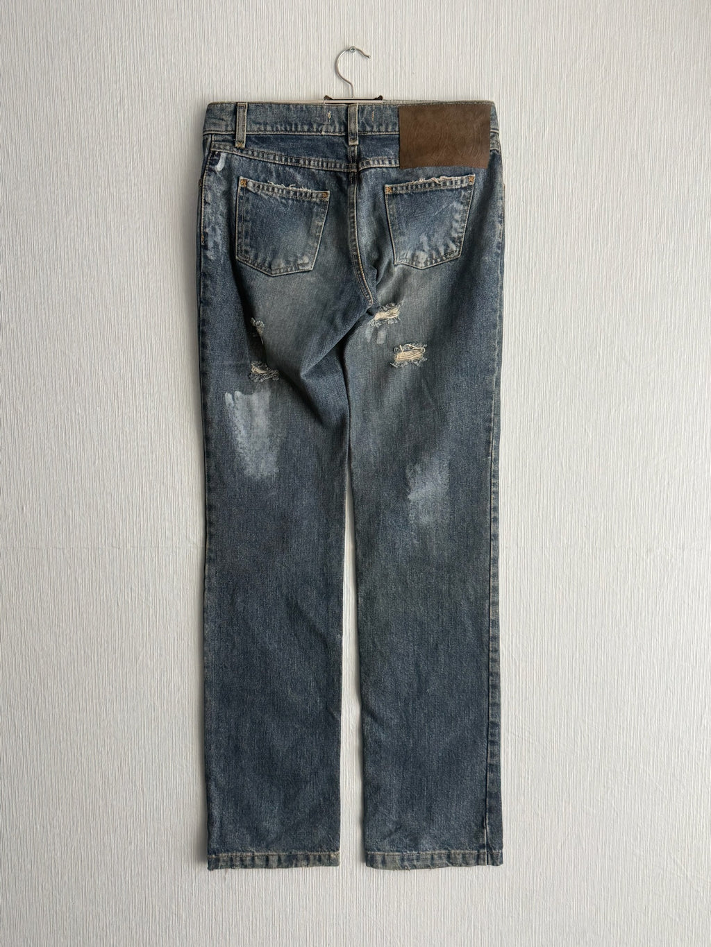 Dolce & Gabbana 2000s Distressed Cotton Straight Leg Womens Jeans