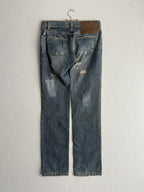 Dolce & Gabbana 2000s Distressed Cotton Straight Leg Womens Jeans
