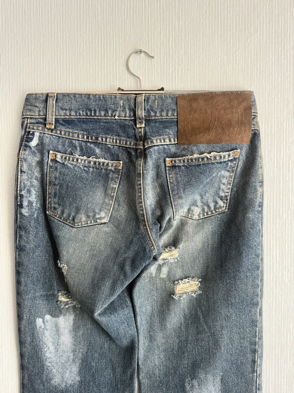 Dolce & Gabbana 2000s Distressed Cotton Straight Leg Womens Jeans