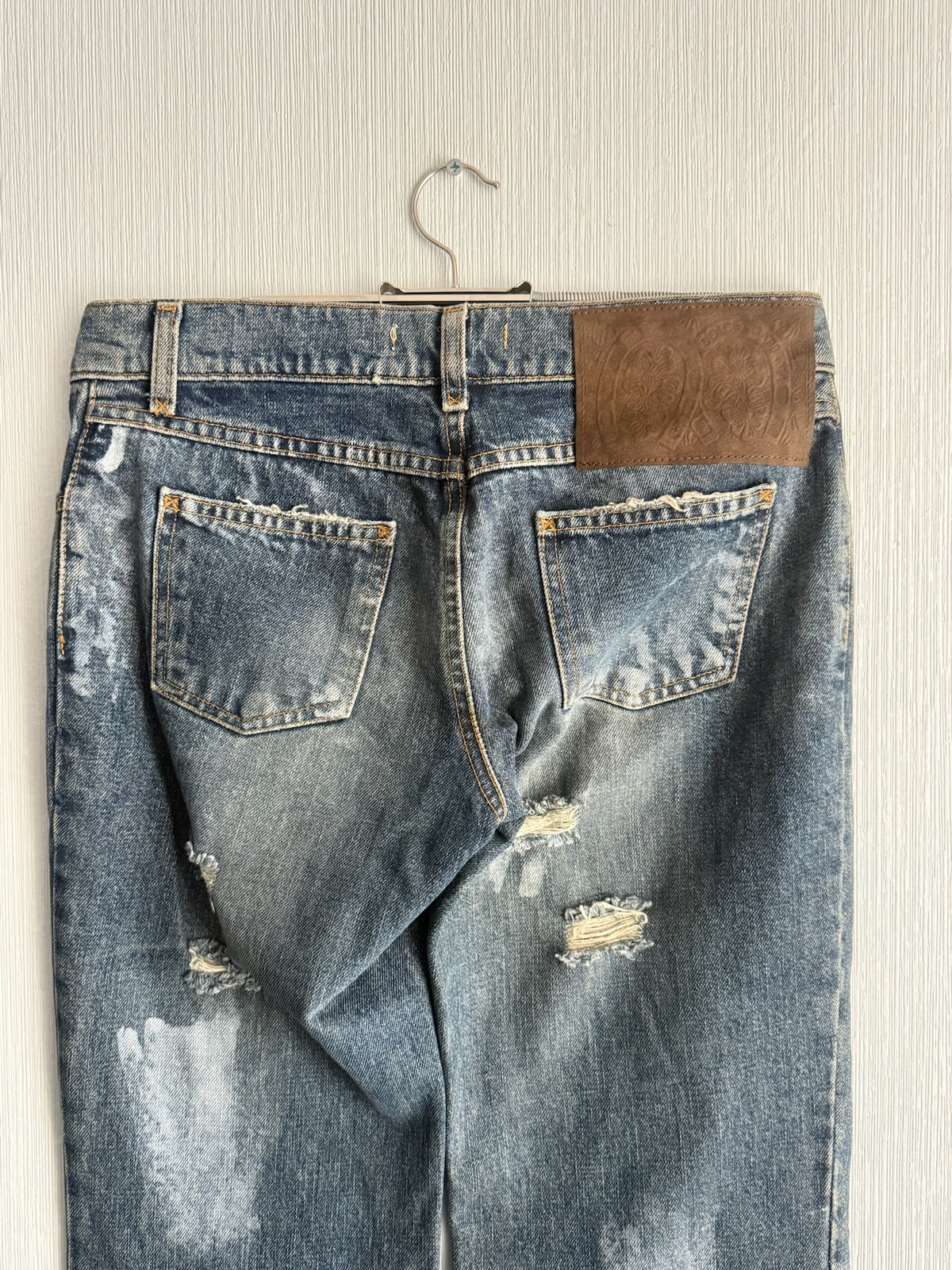 Dolce & Gabbana 2000s Distressed Cotton Straight Leg Womens Jeans