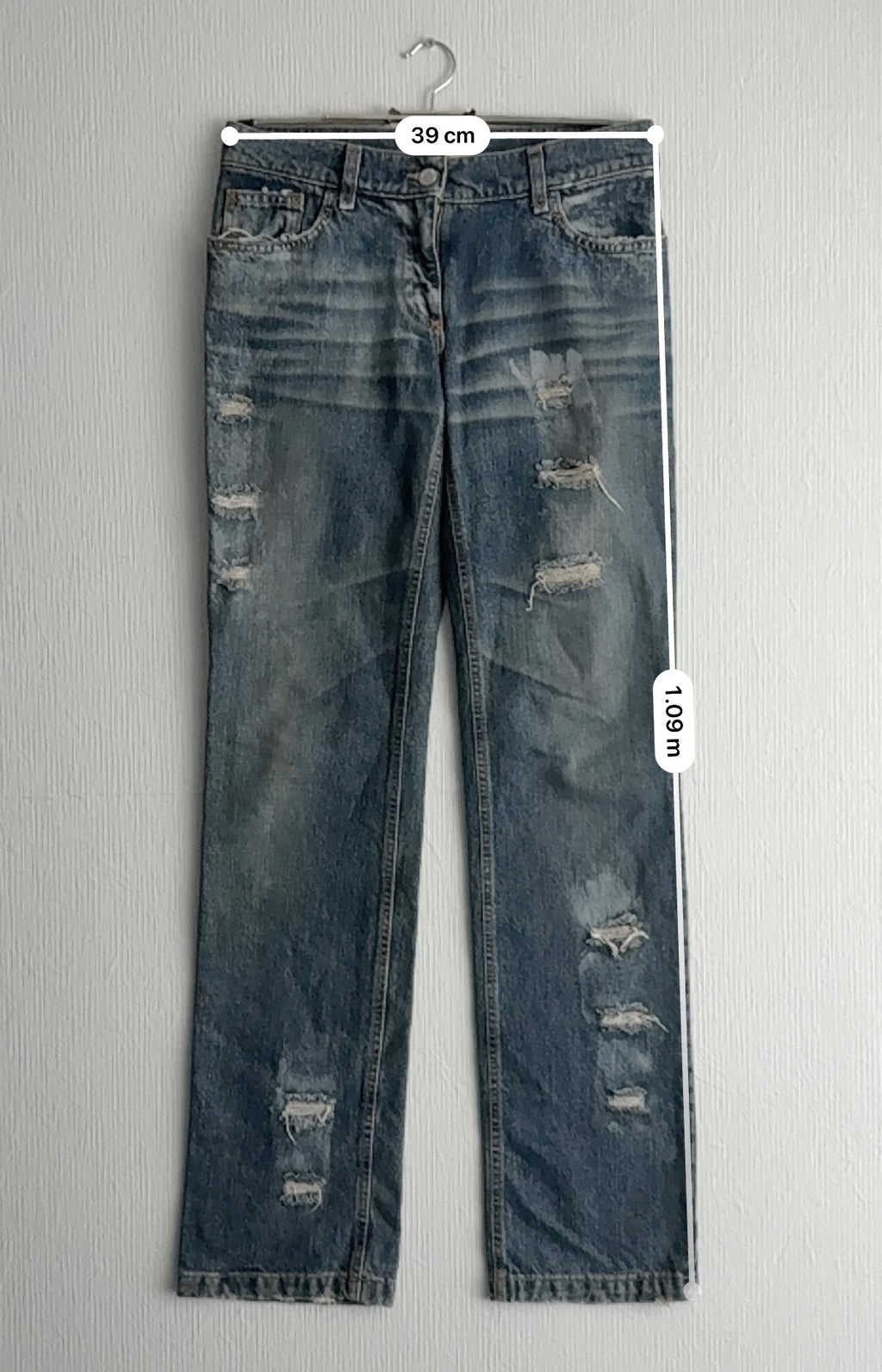 Dolce & Gabbana 2000s Distressed Cotton Straight Leg Womens Jeans