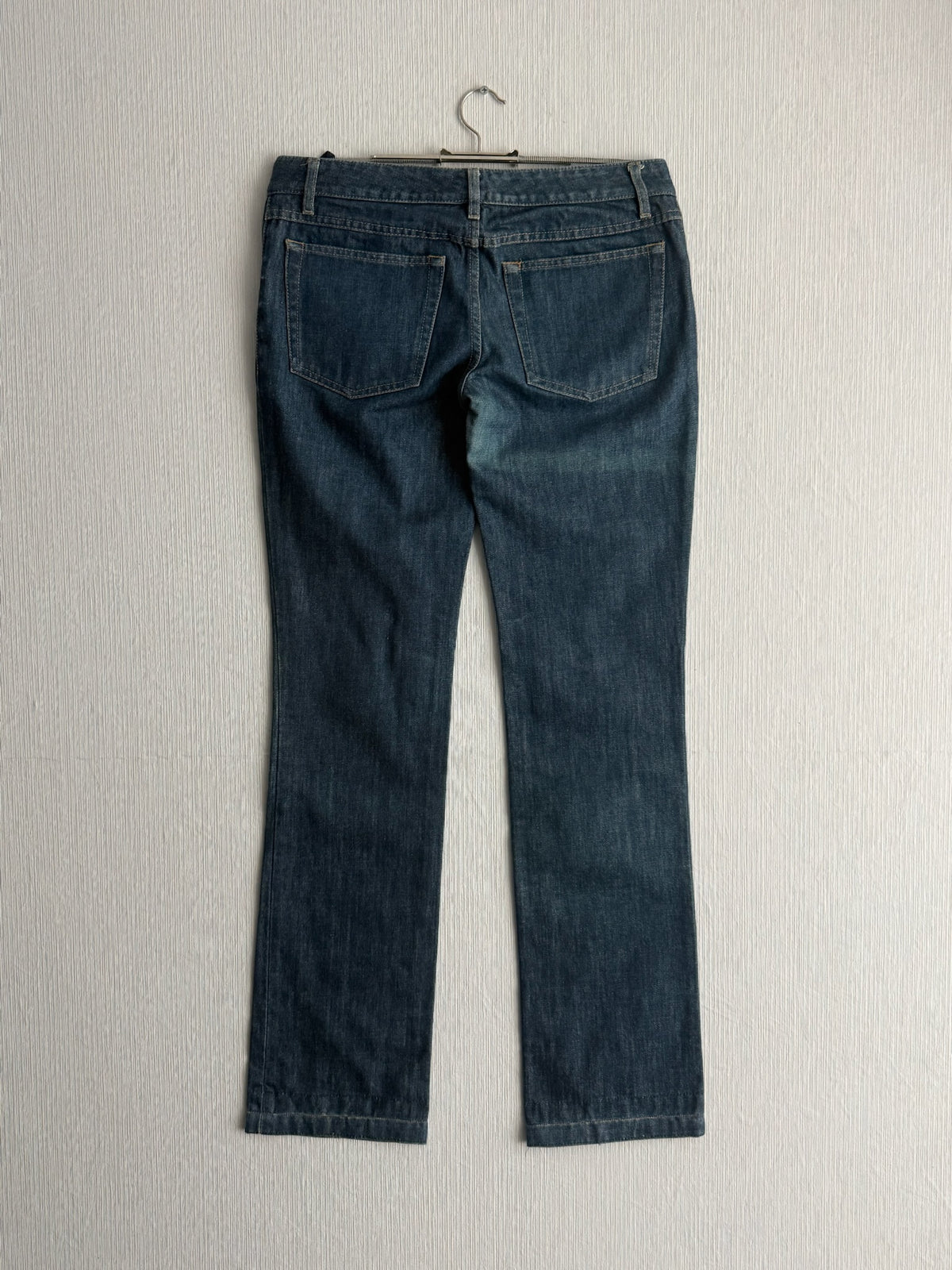 Gucci Indigo Denim Interlocking G Logo Low Rise Straight Leg Womens Jeans