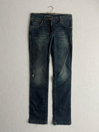 Dolce & Gabbana Dark Blue Washed Cotton Distressed Straight Leg Womens Jeans