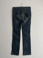 Dolce & Gabbana Dark Blue Washed Cotton Distressed Straight Leg Womens Jeans
