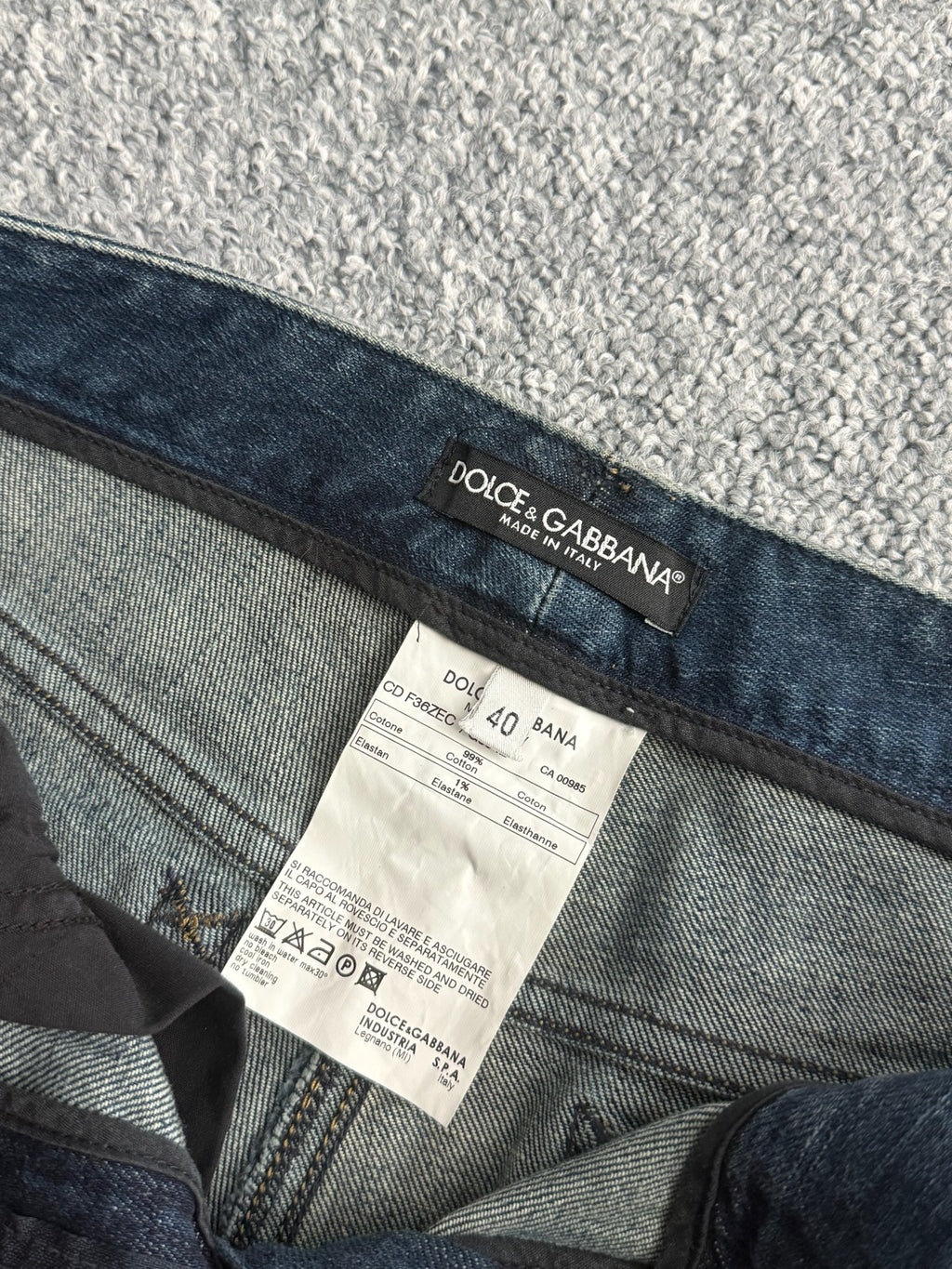 Dolce & Gabbana Dark Blue Washed Cotton Distressed Straight Leg Womens Jeans