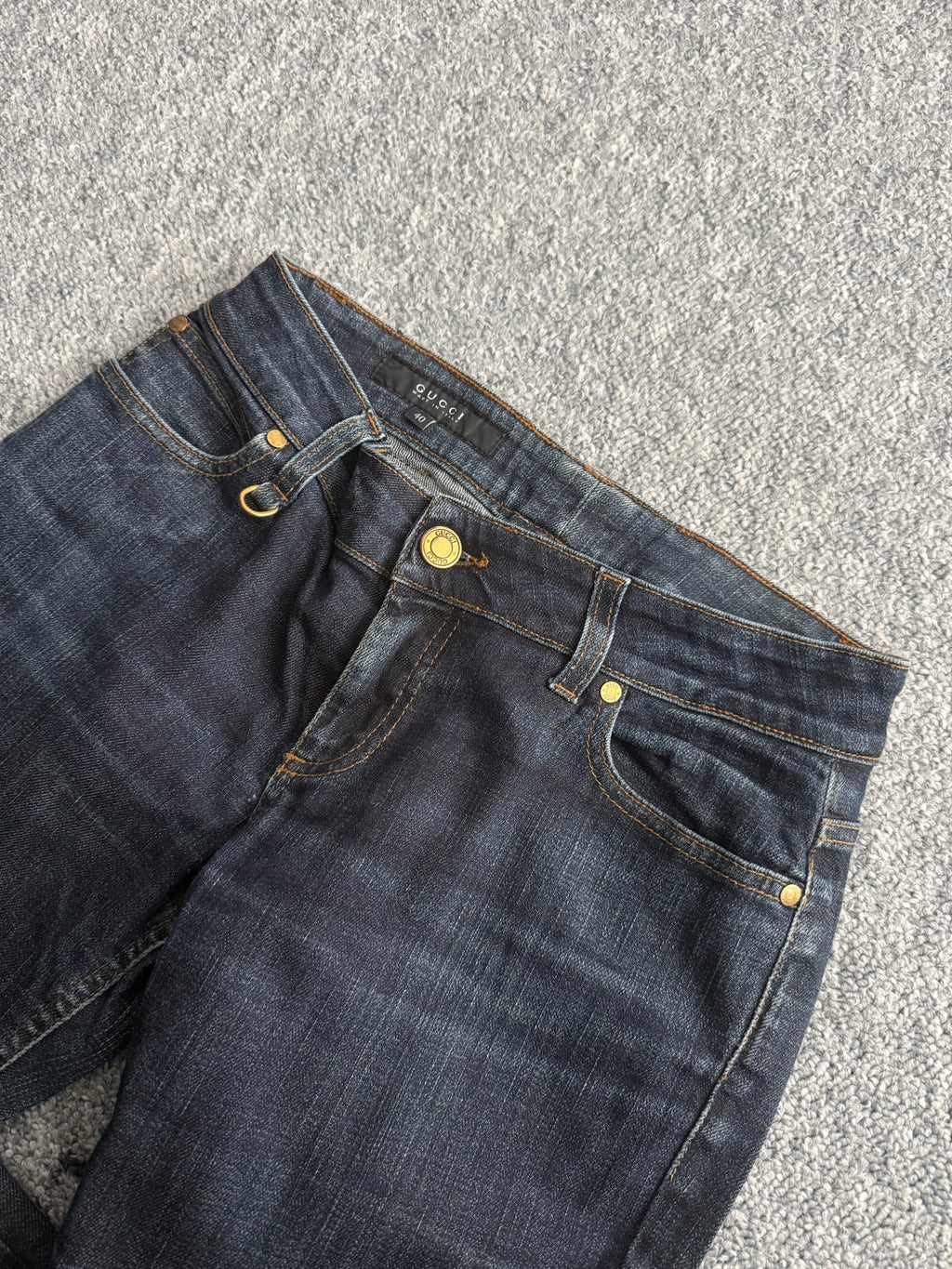 Gucci Dark Blue Denim Low Rise Straight Leg Womens Jeans