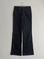 Prada Dark Indigo Cotton High Rise Flared Womens Jeans
